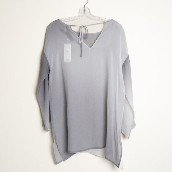 ✨ Eileen Fisher Sheer Silk Top Tunic Oversized Pearl Water Lagenlook Gray - Picture 4 of 16